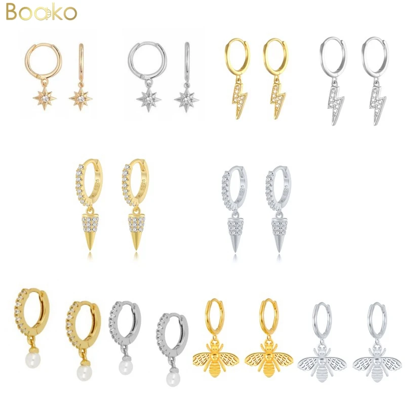 

Женские серьги-кольца с Пчелкой/жемчугом/молнией, 18 К