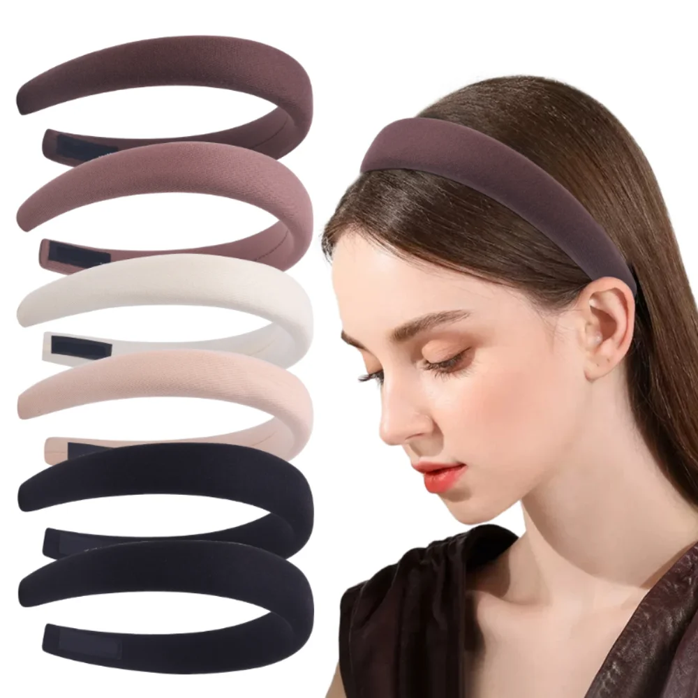 

3cm Wide Sponge Soft Headbands Classic Solid Hair Bands for Women Girls Thick Hair Hoop Daily Wash Face Hairband Hair Style Tool