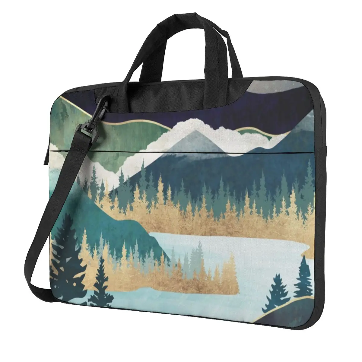 

Gold Blue Mountains Laptop Bag Abstract Landscape of Stars Trees Moon For Macbook Air Pro Acer Dell Cute Shockproof case
