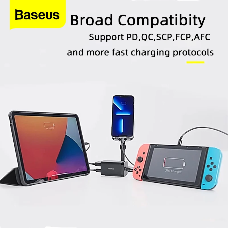 Настольное зарядное устройство Baseus GaN 3 65 Вт 100 Быстрая зарядка 4 0 QC PD Type C USB GaN3 для