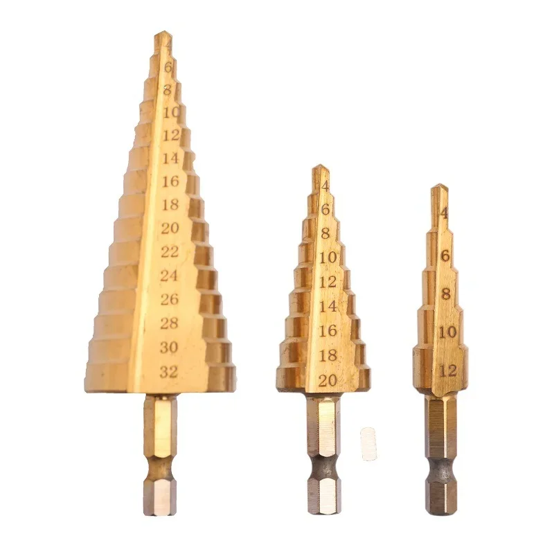 

4-12MM HSS 4241 Hex Titanium Cone Drill Bit Hole Cutter For Sheet High Speed Steel Woodworking Wood Metal Drilling Power Tools