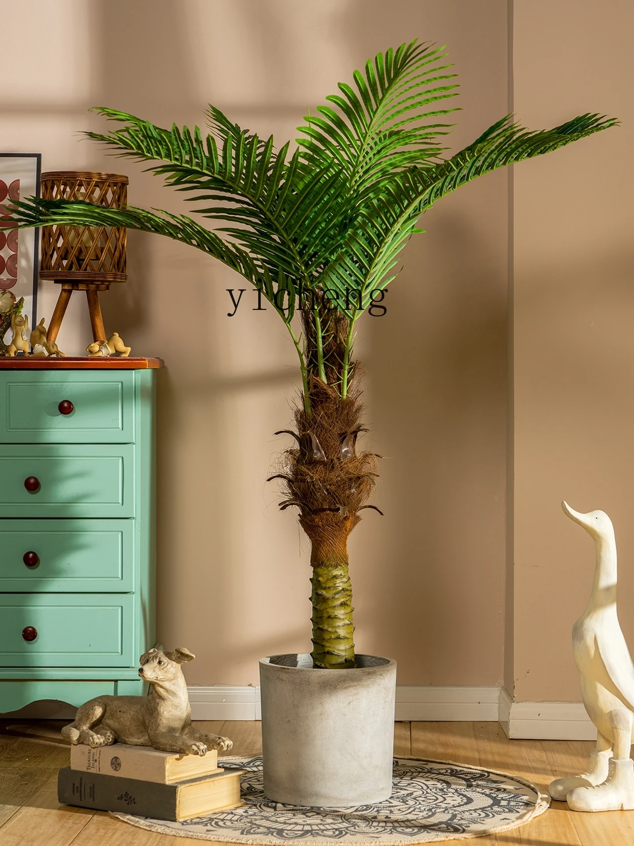 Tqh Подсолнечник Пальма зеленое растение искусственные деревья горшок для