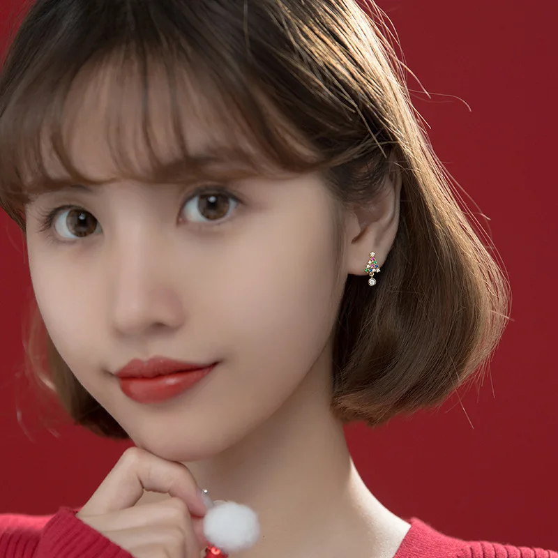 TrustDavis Подлинная 925 стерлингового серебра Рождественская елка Цвет блестящая