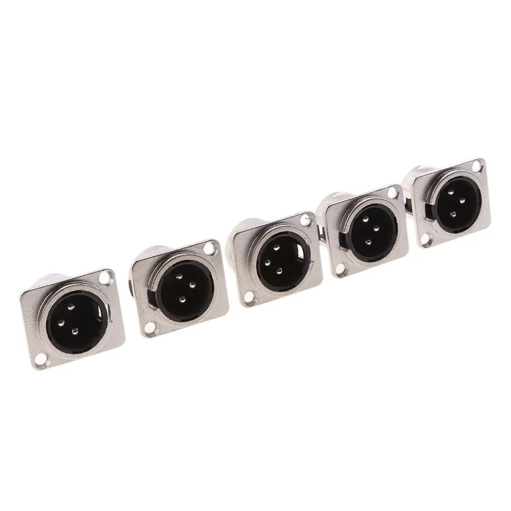 

5 Chassis Socket 3-Pin XLR Panel Mount Audio Video Connector