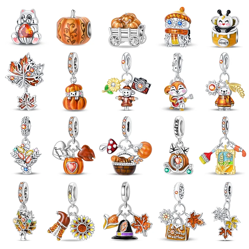 Новинка 2024 стерлинговое серебро 925 пробы осенняя серия тыква пугало кленовый