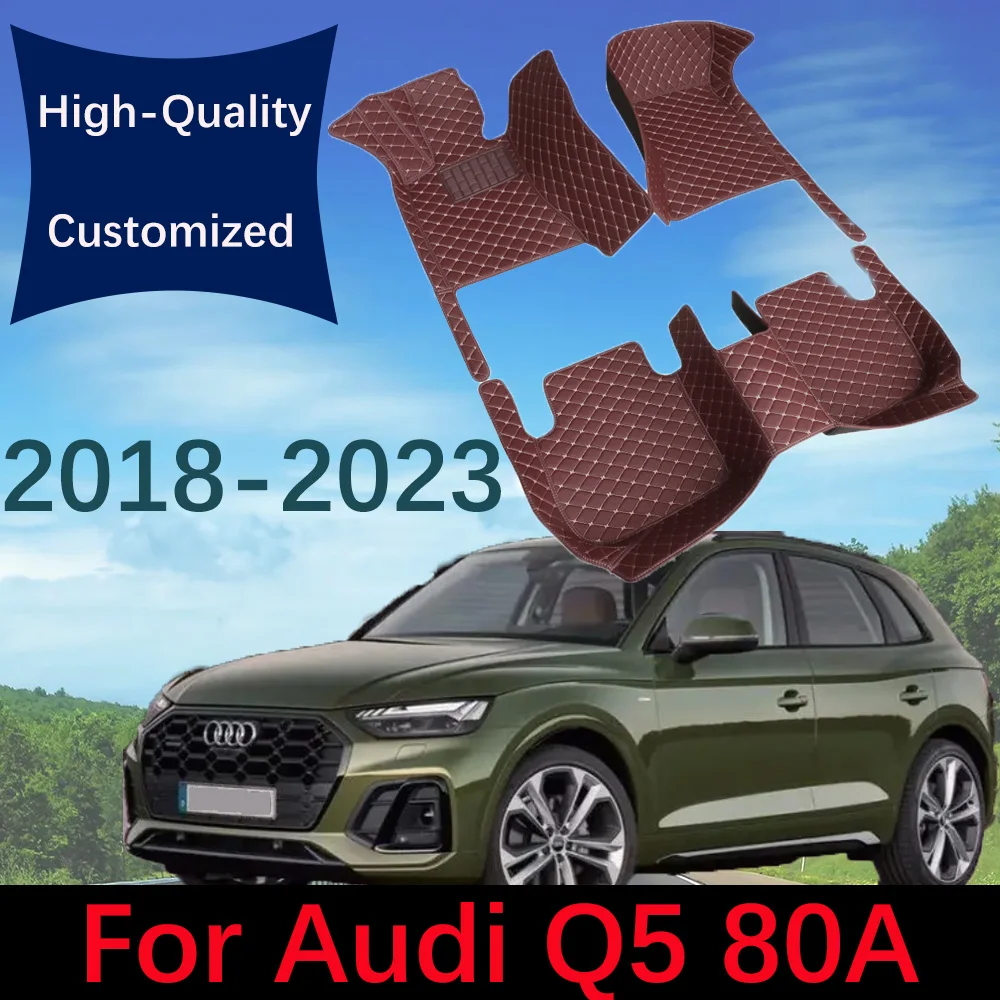 

Custom Leather Car Floor Mats For Audi Q5 80A MK2 2018 2019 2020 2022 2023 Automobile Carpet Rugs Foot Pads Interior
