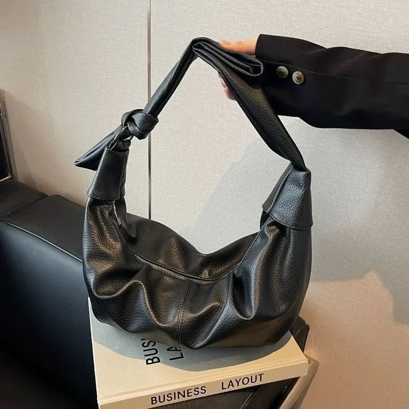 Большие однотонные сумки через плечо женская сумка-хобо на для женщин зима 2024