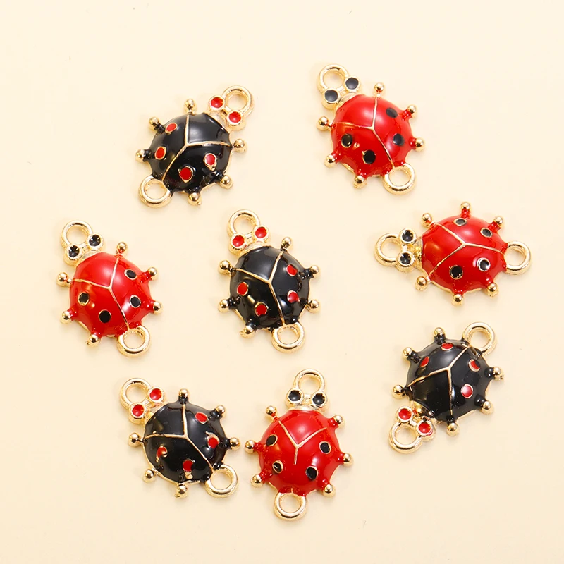 

10Pcs Lovely Enamel Ladybug Beetle Charms for Jewelry Making DIY Bracelet Pendants Necklace Connector Accessories Craft Supplies