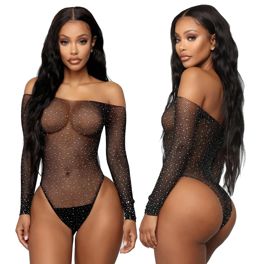 

Sexy Fishnet Bodysuit Women Lingerie Point Drill Starry Cross-border Net Uniform Female Ladies Temptation lenceria sensual mujer