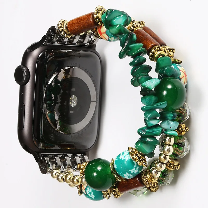 

Богемный цветной ремешок ручной работы из бисера для часов Apple модные браслеты из натурального камня для смарт-часов браслет для Iwatch Серия Подарки