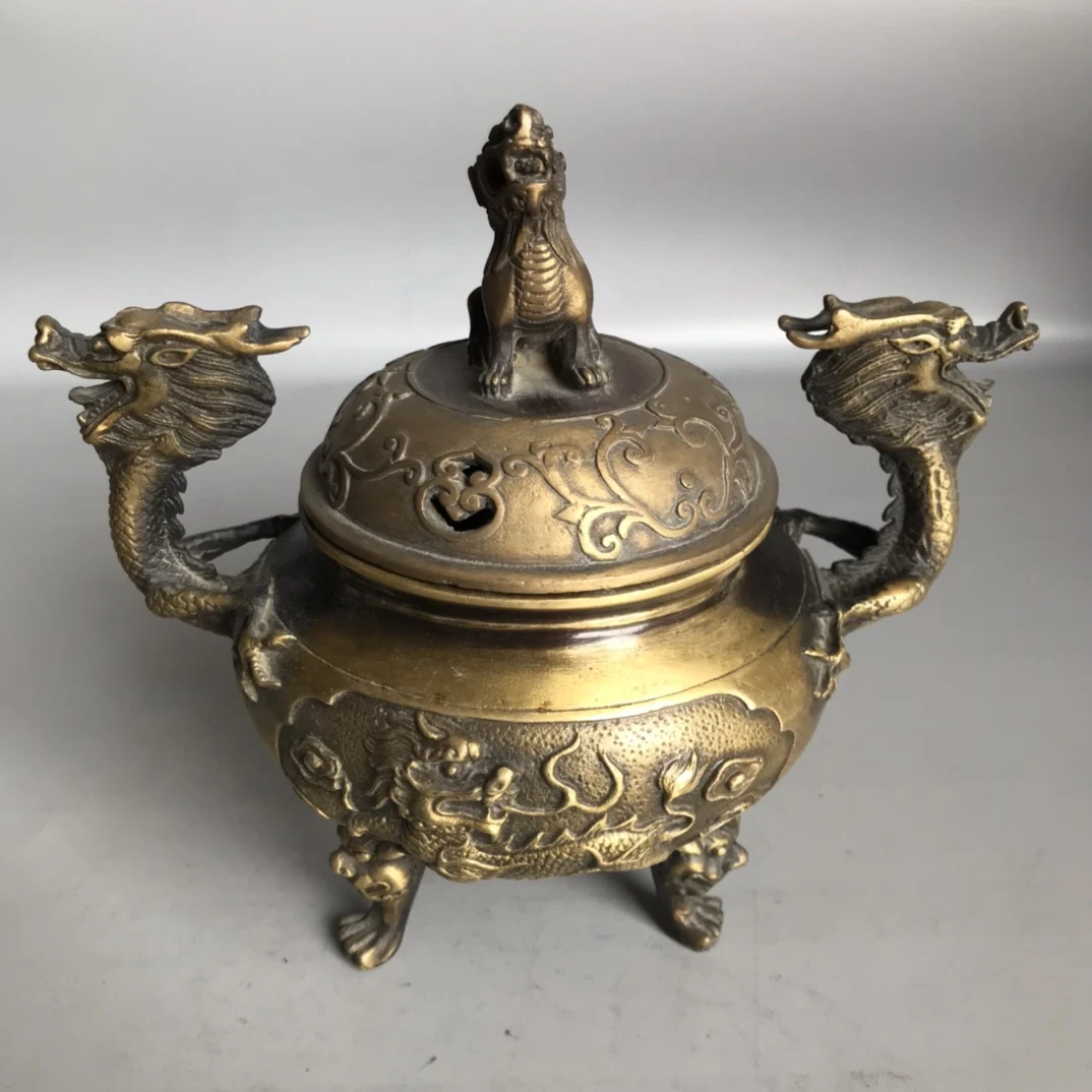 Exquisite antique pure copper incense burner ornaments