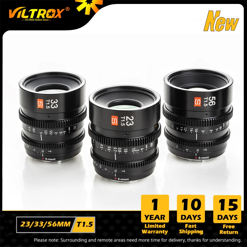 Viltrox 23mm33mm56mm T1.5 Professional Cine Lens Compact Solid Lens Build Designed for Filmmaking Sony Lens E Mount Camera Lens
