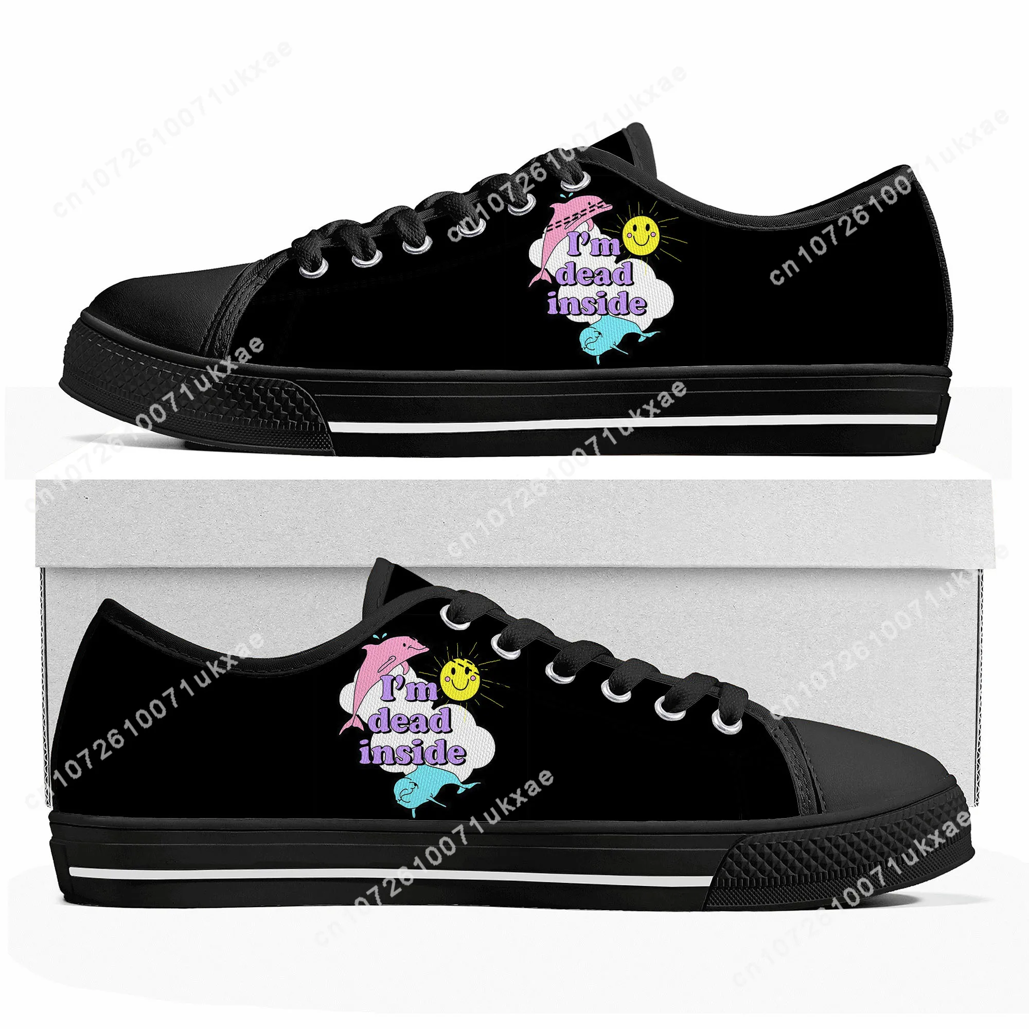 

Dolphin IM Dead Inside Sunshine Low Top Sneakers Mens Womens Teenager Canvas Sneaker Casual Custom Made Shoes Customize Shoe