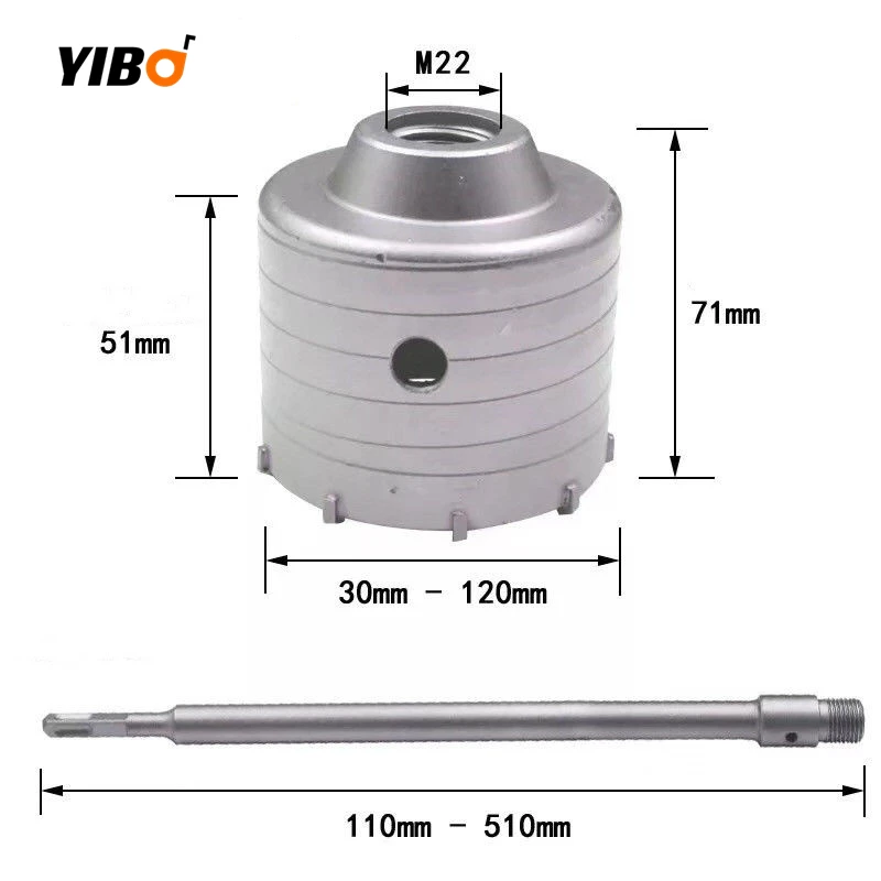 

30-160mm Electric Hollow Core Drill Bit Shank SDS PLUS 110-530mm Cement Stone Wall Air Conditioner Alloy Concrete Hole Saw