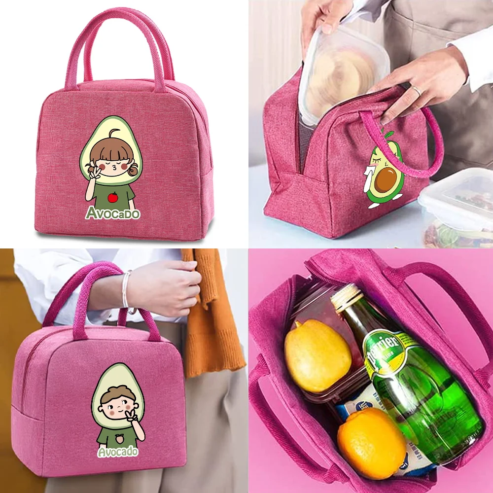 

Lunch Bag Children Thermal Lunch Bags for Women Work Portable Packet Cooler Bag Avocado Print Food Insulated Canvas Organizer