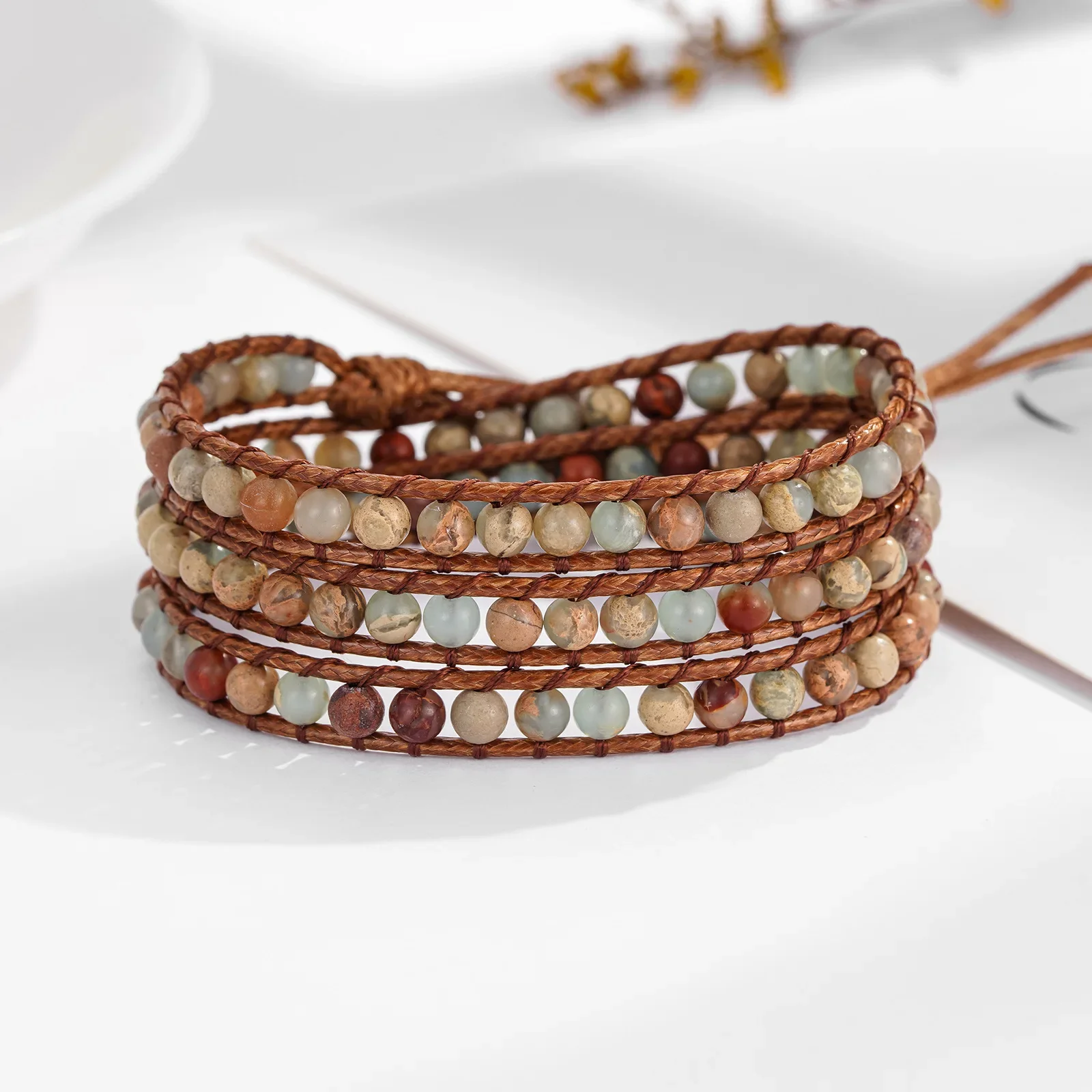 Винтажный браслет из натурального агата во французском стиле плетеные ювелирные