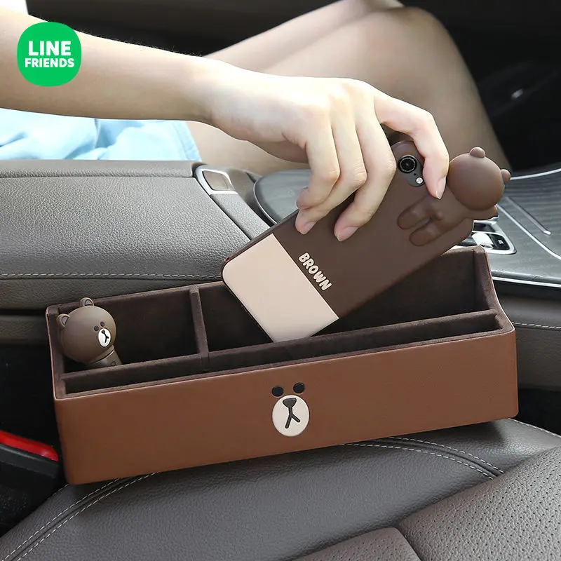 

Line Friends Brown Cony Sally Cartoon Kawaii Car Crevice Storage Box Put The Phone Super Cute Creative In-Car Storage Supplies