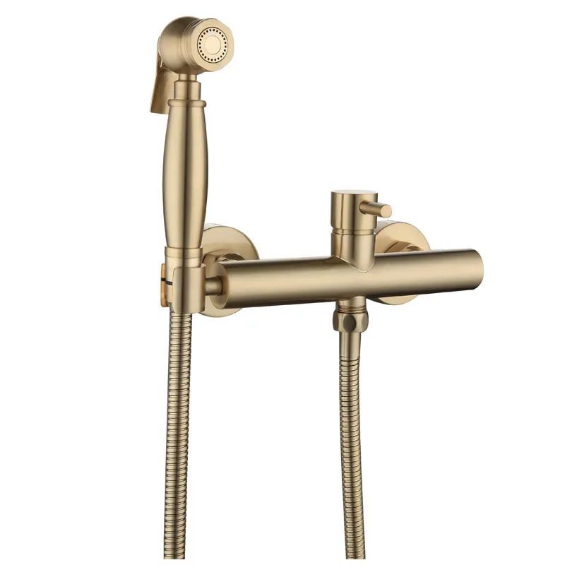 

Bidet European-Style Brushed Gold Hot and Cold Toilet Spray Gun Flusher Boost Nozzle Set All Copper New