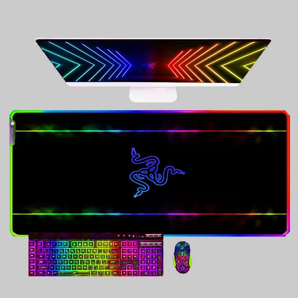 

RGB Mouse Pad Razer Professional E-sports Gamer Speed Pc Gaming Rubber Keyboard LED Desk Mat Laptop Carpet Office 90x40 Mousepad