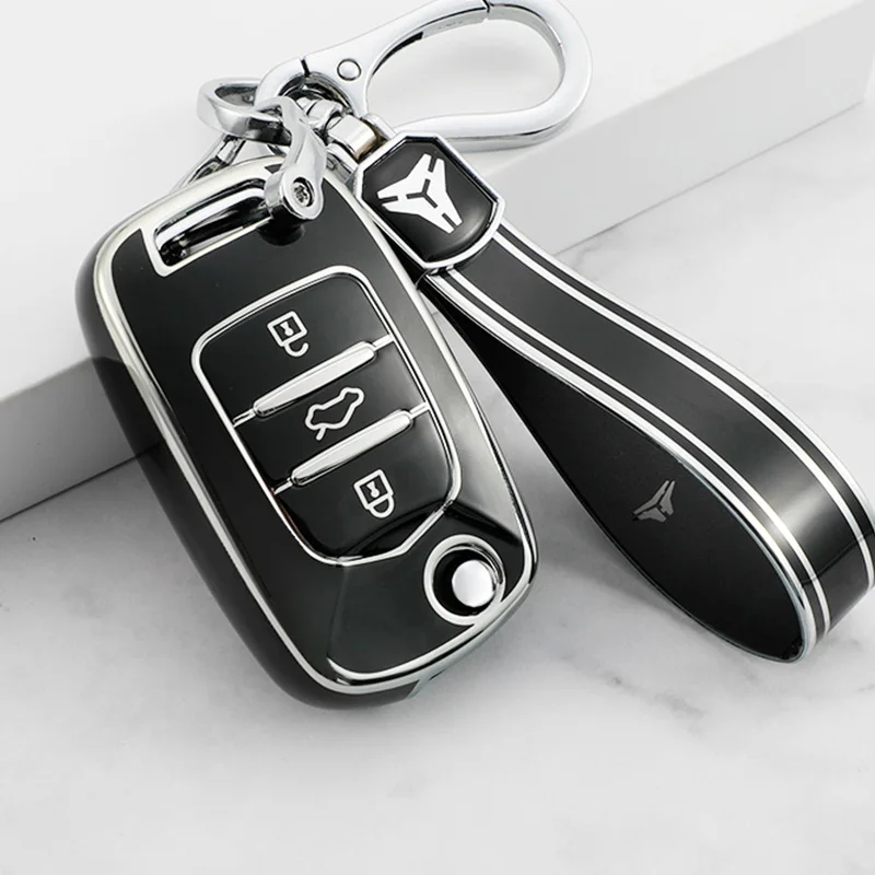 

TPU Car Folding Key Case Cover Shell Fob Bag Keychain for Baojun 310 510 560 630 730 Protector Accessories