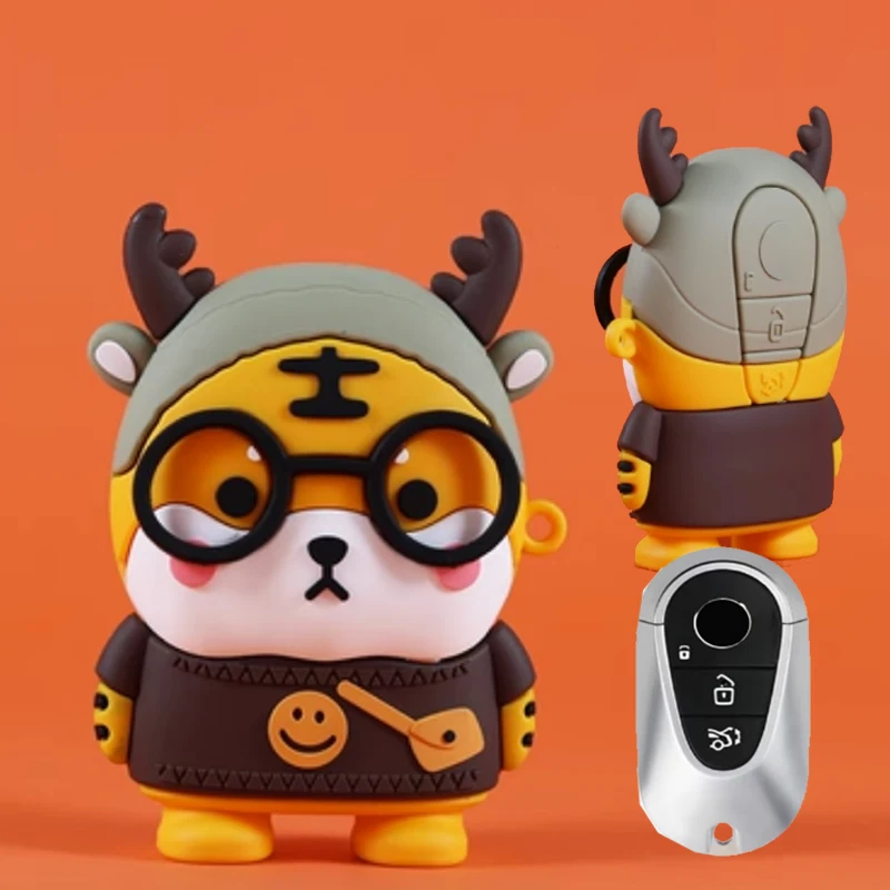 

Dull Tiger For Mercedes Benz S Class W223 W206 W223 C200 C300 S350 S580 2020 2021 2022 Remote Smart Car Key Case Cover Keychain