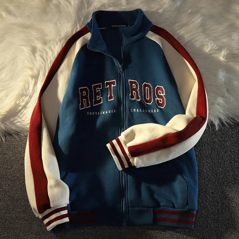 

Spring and Autumn Retro Quilted Embroidered Baseball Uniform Jacket Men and Women Loose Tide Brand Street Jacket Couple's Shirt