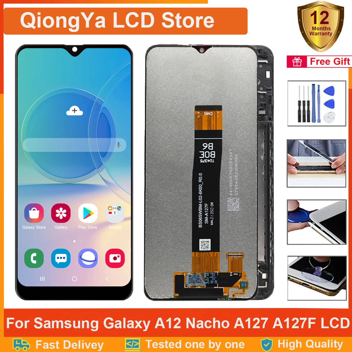 

6.5" Original a127 Display For Samsung Galaxy A12 Nacho A127 SM-A127F A127M A127U A127F/DS LCD + Touch Screen Digitizer Assembly