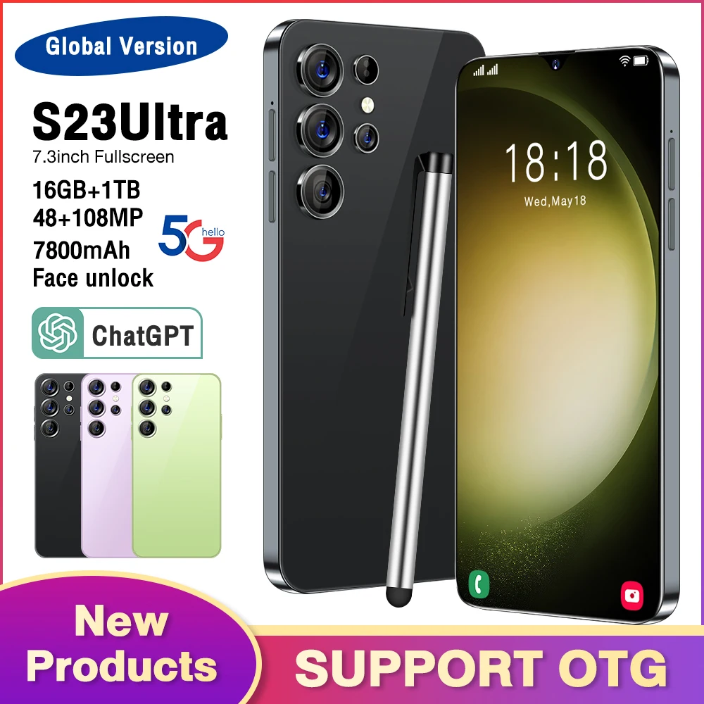 

Смартфон S23 Ultra, 7,3 дюйма, HD экран, 16 ГБ, 1 ТБ