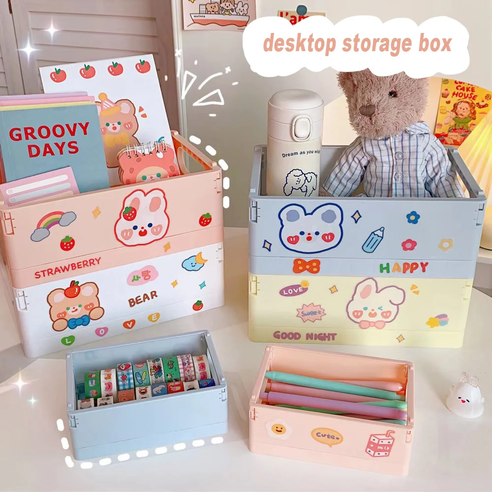 

Милый ящик для хранения, школьные принадлежности, настольные органайзеры, складной канцелярский держатель, офисные аксессуары, держатель д...