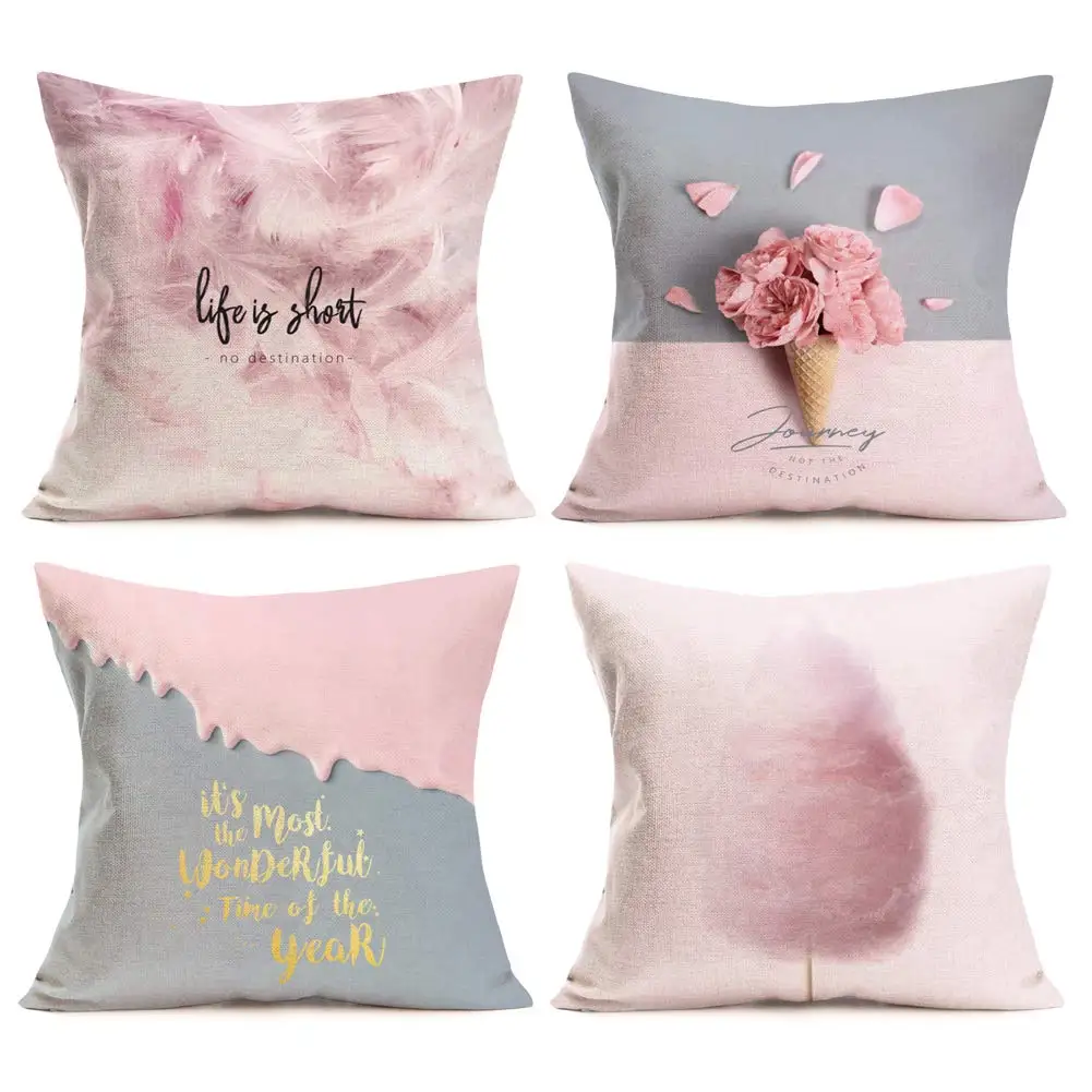 

Romantic Pink Series Pillowcase Living Room Sofa Cushion Cover Home Decor Fashion Life Pillowcase