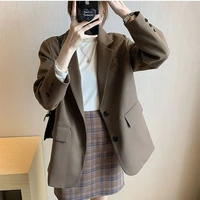 office lady fashion lapel single breasted solid colors formal blazers autumn outwear england style casual commute blazers