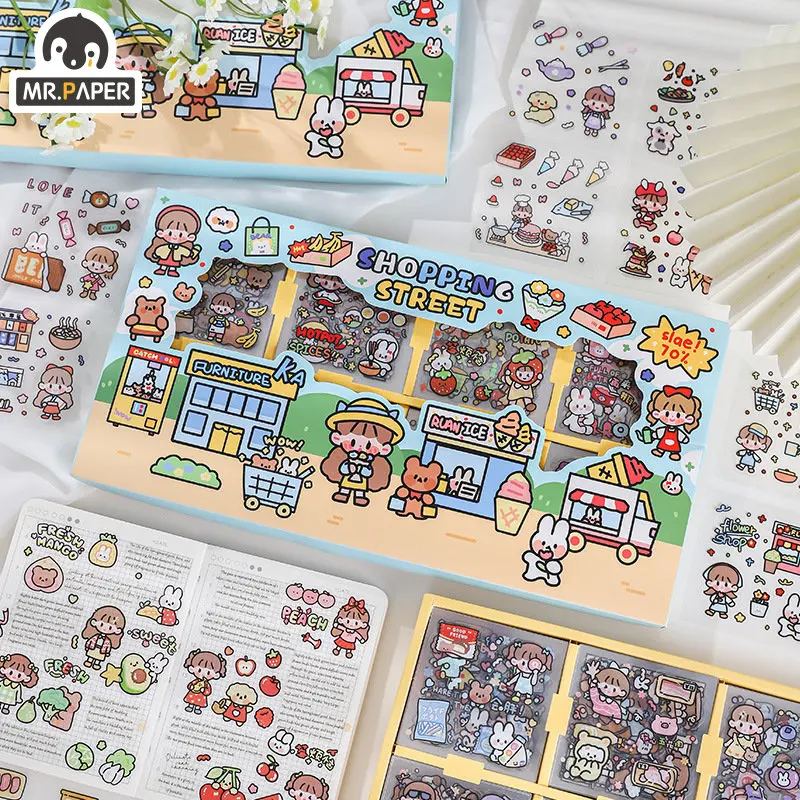 Mr. Paper 200pcs/Box Cartoon Characters Cute Stickers Handbook DIY Decoration Kawaii Stationary Art Supplies Stickers for Kids