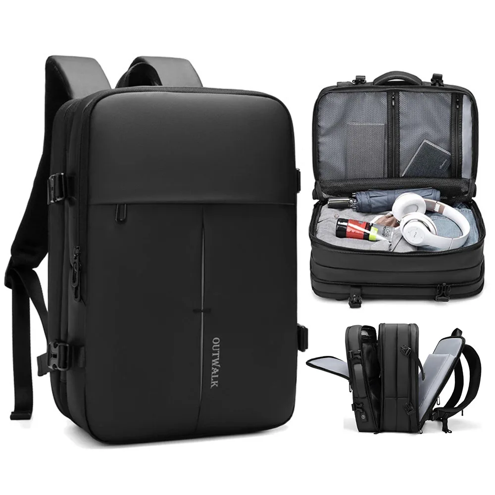 

Travel Men's Backpack Waterproof Business Backpack 15.6 Inch Laptop Bag Expandable 20-35L Large Capacity USB Charging Interface