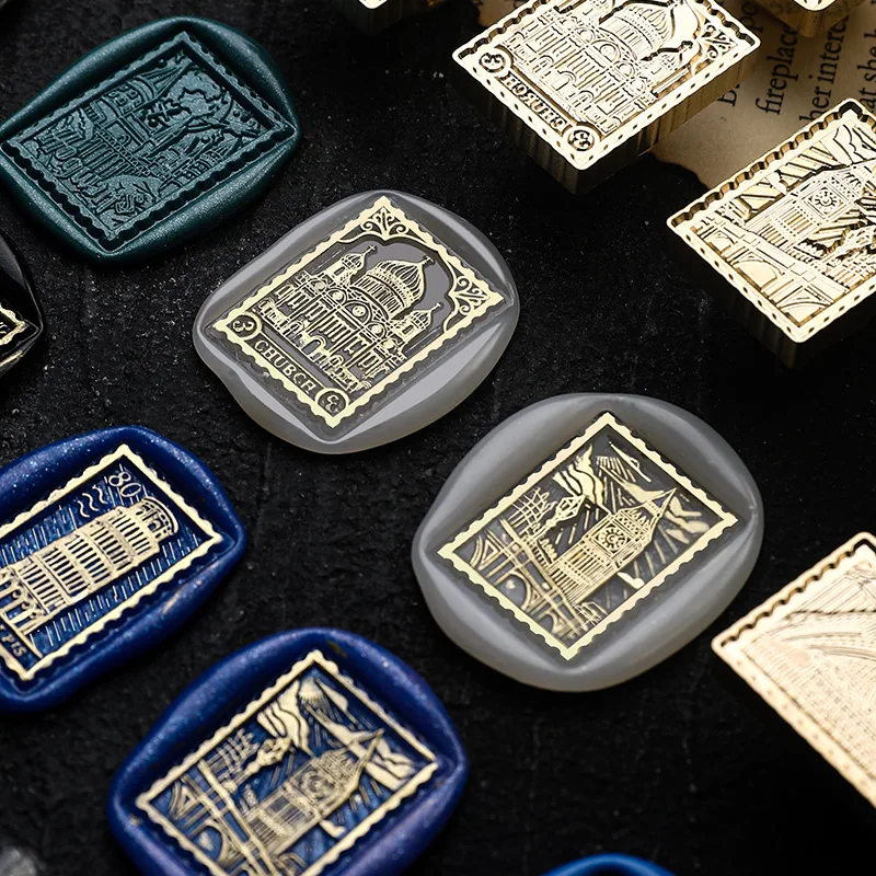 

Wax Seal Stamp Retro/City Square multistory Travel Building Lacquer Seal Copper Head Envelopes Wedding Invitations Scrapbooking