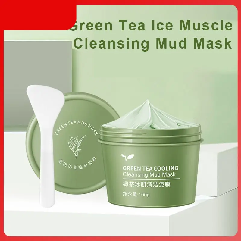 

100g Clean Mud Film Green Tea Oil Control Cleansing Mask The Tea Extract Cleans Pores Reduces Blackheads And Acne Paste TSLM1