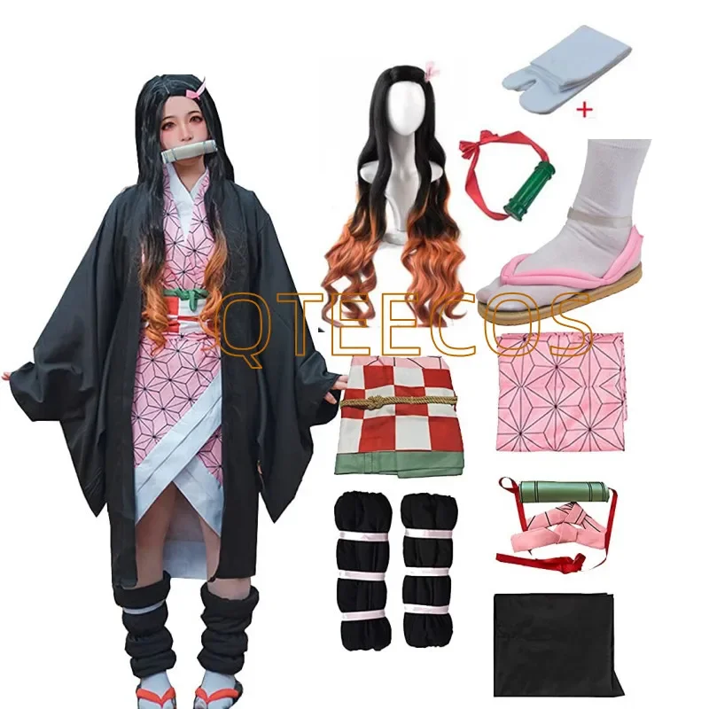 

Anime Demon Slayer Kamado Nezuko Cosplay Costume Kimetsu no Yaiba Wig Shoes Halloween Christams Gift Clothes