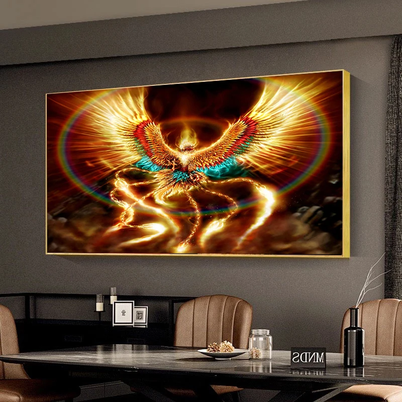 Современная Художественная Картина на холсте с китайским драконом и Фениксом