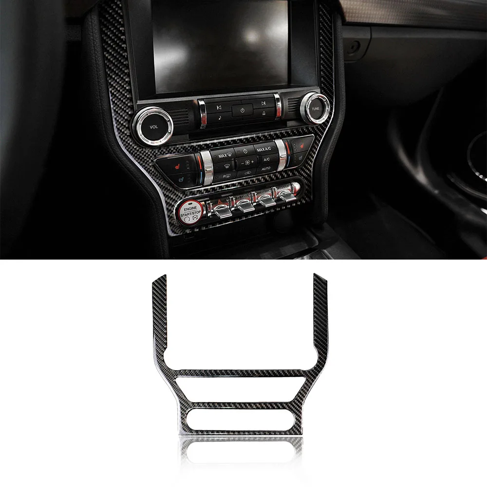 

Dashboard Panel Frame GPS Navigation Decoration Cover Trim Sticker for Ford Mustang 2015-2021 Car Accessories Soft Carbon Fiber