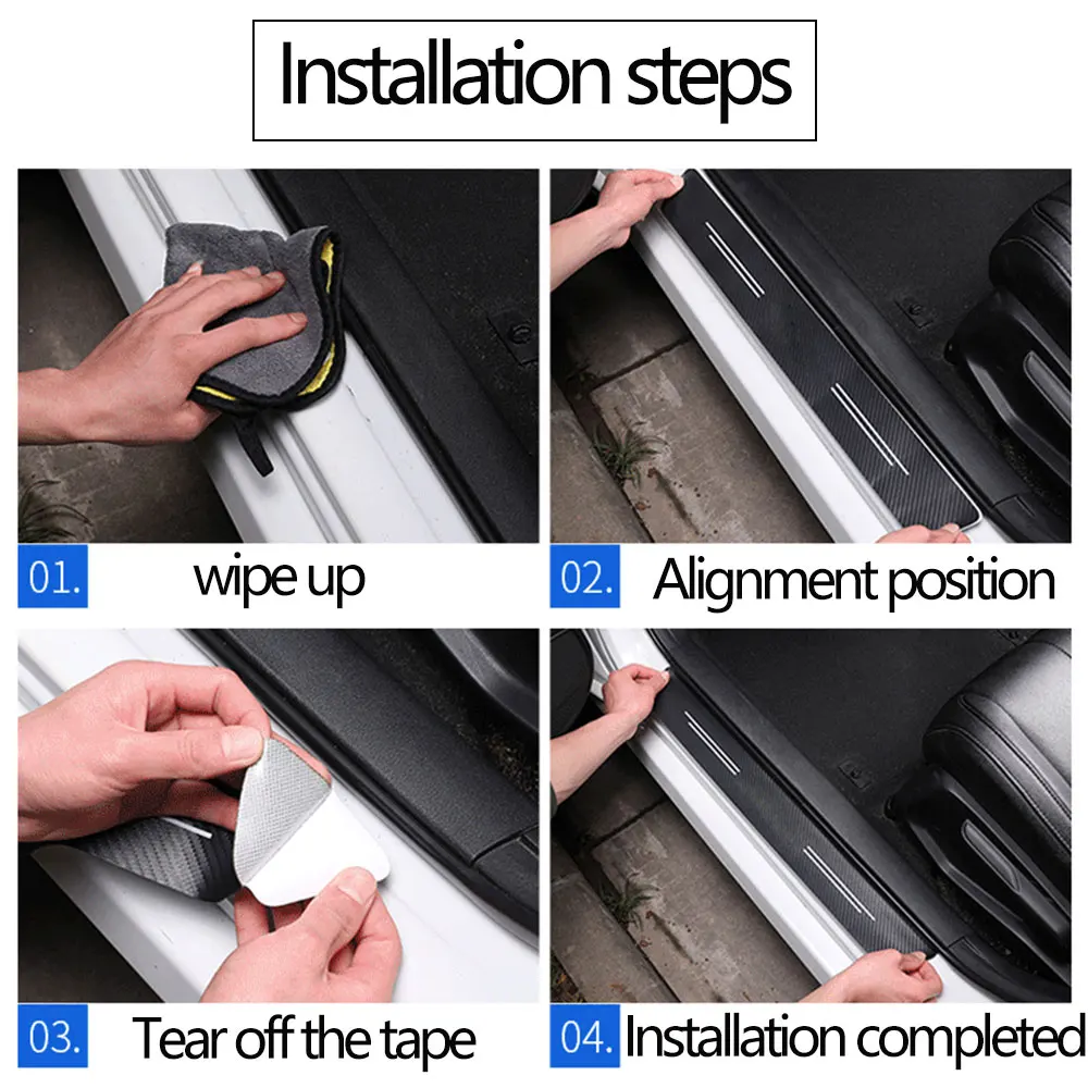 4 шт. наклейки на дверь автомобиля защитная наклейка из углеродного волокна