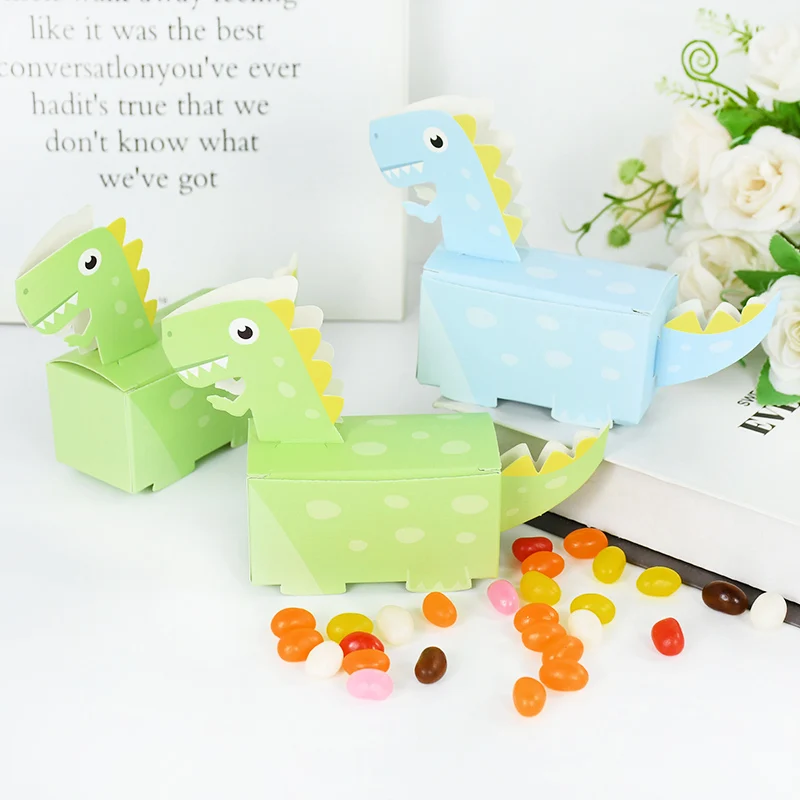 

10pcs Dinosaur Candy Box Green Blue Cartoon Gift Boxes for Boy Birthday Party Decoration Baby Shower Wedding Packaging Supplies