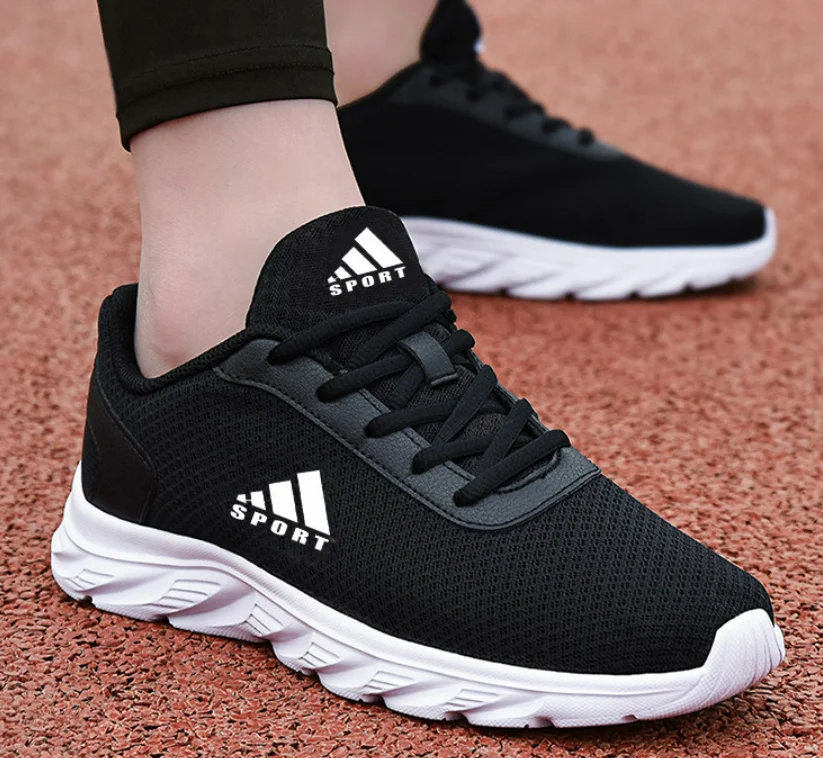 

Men's Lace-up Light Shoes Mesh Running Footwear Breathable Outdoor Walking Anti-skip Round Toe Shoe Fashion