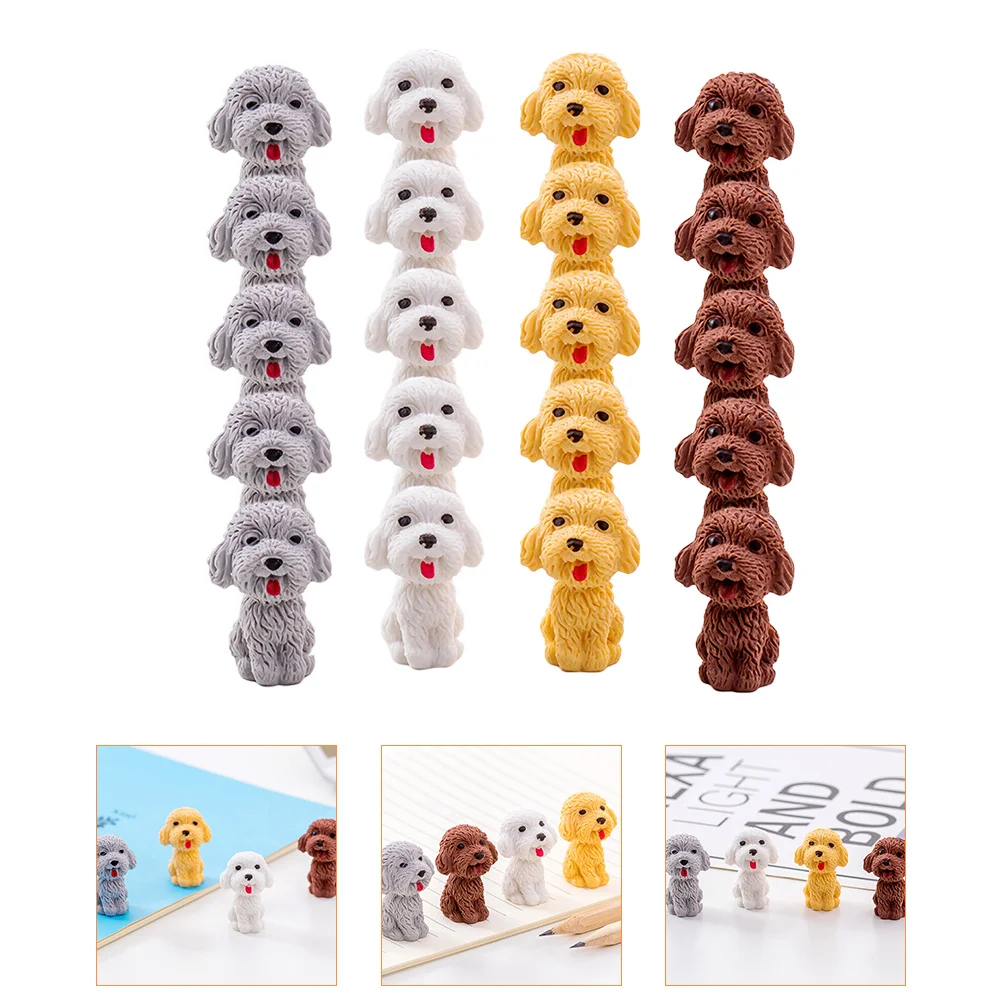 

20 Pcs Dog ​​ Eraser Students 3d Stationery Christmas Gifts Puppy Figurine Shape Novelty Tpr Animal Toy