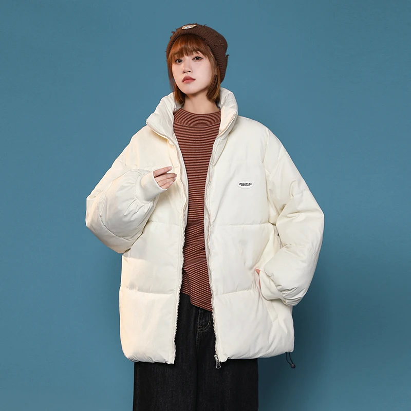 Winter Jackets Women Parkas 2022 New Snowsuit Fashion Long Sleeves Loose Korean Coats Solid Casual Female Bread Clothes