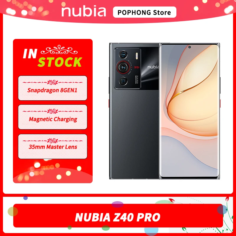 original nubia z40 pro 5g mobile phone nx701j 6 67 inch 144hz oled screen snapdragon 8 gen 1 octa core 50mp triple camera nfc free global shipping