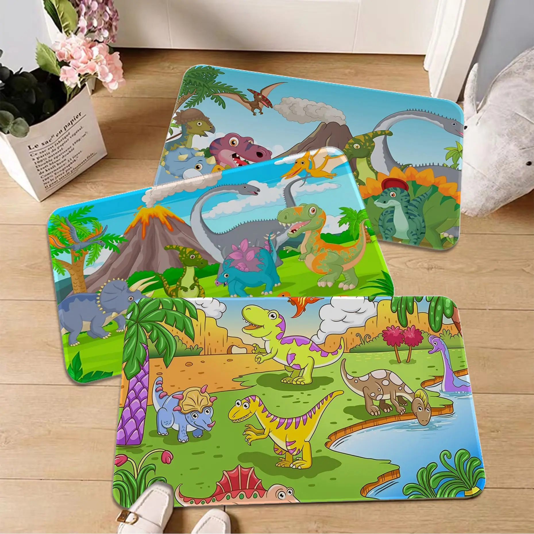 

Cartoon Dinosaur Floor Mat Cheaper Anti-slip Modern Living Room Balcony Printed Welcome Rug
