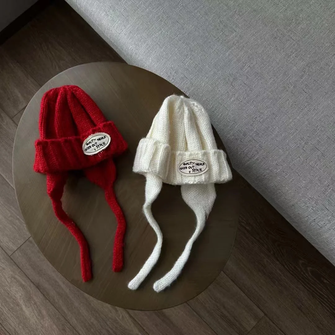 Детская шерстяная шапка KEBEIYA Day с одной буквенной этикеткой вязаная в прямую