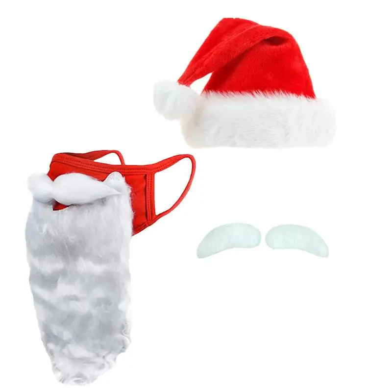 

Santa Claus Beard Face Cover Cute Face Cover Hat Eyebrow Kit For Adult Christmas Holiday Santa Funny Beard Face Covering Costume
