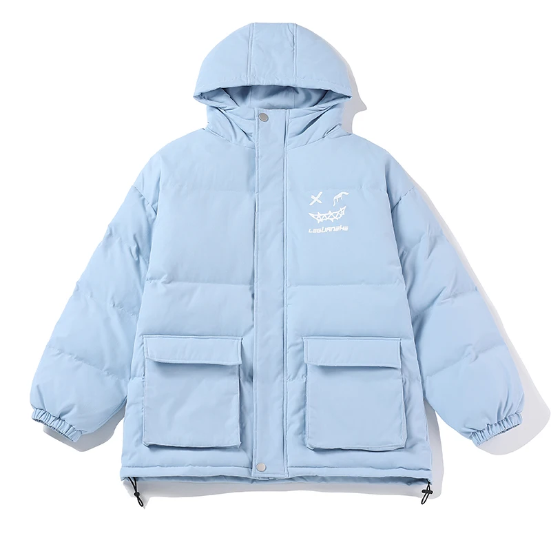 Winter Men Hooded Parkas 2022 New Thicking Casual Loose Warm Print Coat Hip Hop Streetwear Cotton Couples Ins Jacket Oversized