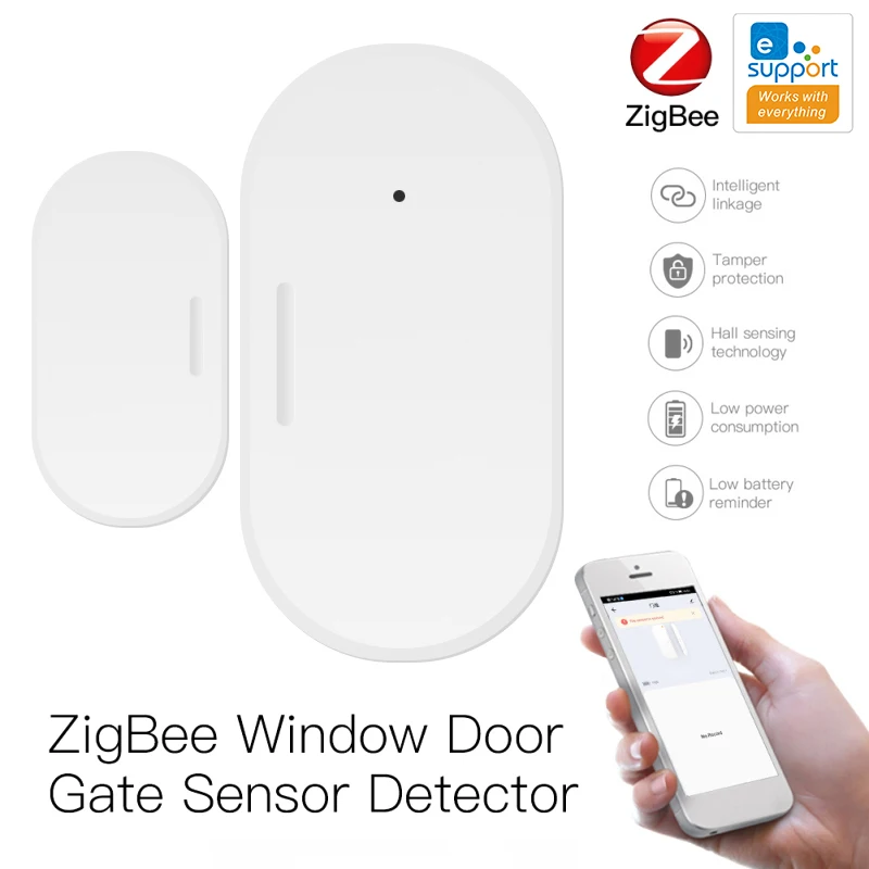 

Смарт-детектор Zigbee Ewelink для окон, дверей, ворот, умное Беспроводное управление через приложение, магнитный датчик для двери