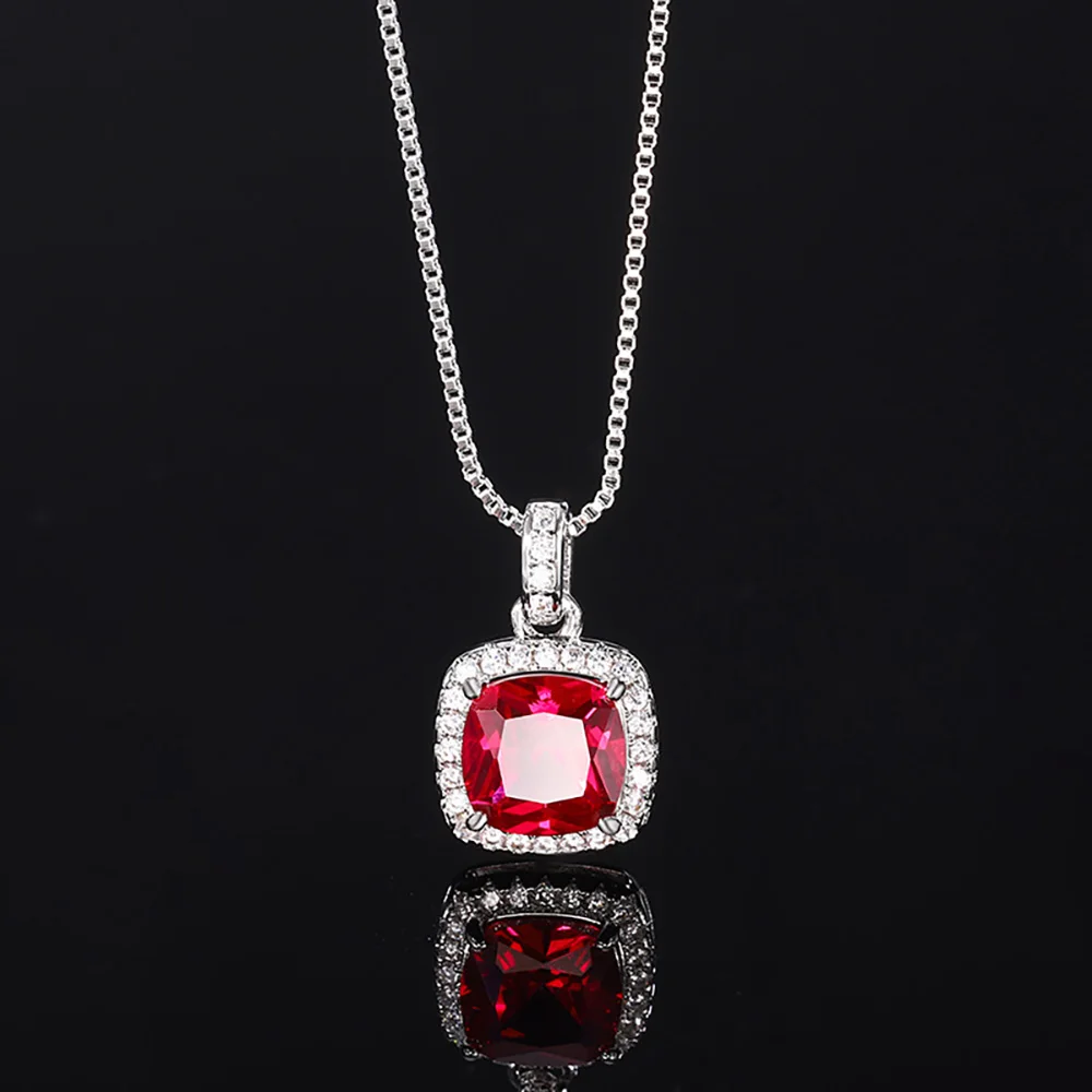 Подвески в стиле ретро 8*8 мм рубиновое ожерелье с драгоценными камнями кулон